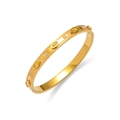 Détail du bracelet rigide en acier titane doré orné de pierres jaunes et cristaux - Style Bord Perlé Pierre Jaune Dorée (TT0616)