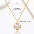 Garden style gold necklace with freshwater pearl flower pendant and 40+4cm link chain - Shell Zirconia Pearl Style (X0588)