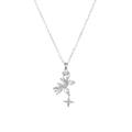 Collar de mariposa plateada con circonitas brillantes y detalle de dije de estrella - Borla de Estrella de Mariposa de Zirconia Plateada (X4308)