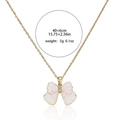 Titanium steel heart necklace with golden bow pendant and light pink ice-cracked texture - Pink Butterfly Necklace