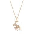 Goldene Hirsch-Halskette mit rotierender Schneeflocke und weißem Zirkonia-Besatz - Rotierende Rentier-Halskette (X1608-Goldener Hirsch) / Gold