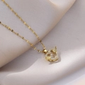 Collana cuore dorato con ali d'angelo e zirconi bianchi su catena con paillettes - Collana a Cuore Mobile con Ali d'Angelo Dorate (X0555 Necklace)