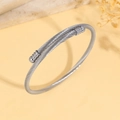 Silver twisted cable open bangle for women made of durable stainless steel with ball ends - Silver Style (TT0053)
