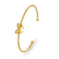 Elegant gold butterfly open cuff bracelet featuring a textured diamond pattern finish - Golden Bow Knot Style (TT0559)