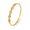 Eleganter goldener Kleeblatt-Armreif aus Titanstahl mit funkelnden Diamanten besetzt - Gold Kleeblatt Mikro-eingelegter Stil (TT0399)