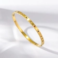 Golden titanium steel geometric bracelet with colorful crystals and square grid texture - Colorful Gemstone Square Style (TT0946)