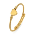 Bracciale rigido dorato con ciondolo a cuore e design a corda in acciaio inossidabile - Ciondolo a cuore stile corda intrecciata (TT0936-Oro-1) / Oro