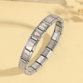 Polished stainless steel modular charm bracelet with a pink cross enamel design - Pink Cross Style (TT0916--2)