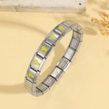 Italian charm bracelet with stainless steel links and yellow cross motifs on a soft background - Yellow Cross Style (TT0916--3)