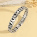 Detail view of Italian charm bracelet links showing engraved black cross on stainless steel - Black Cross Style (TT0916--4)