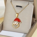 Detail of Christmas Santa Claus pendant with red enamel and sparkling rhinestones on gold chain - Santa Claus Style 4