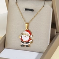 Christmas Santa Claus pendant necklace with red enamel and zircon on a gold chain - Santa Claus Style 2