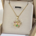 Exquisito collar dorado con colgante de flor multicolor en una elegante caja de regalo - Collar Multicolor Dorado (1310)