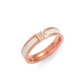 Three-diamond shell inlaid ring in 18K gold plated titanium steel with minimalist design - US 5 / Rose Gold