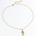Collier doré élégant avec pendentif rose, pierres précieuses colorées et détail d'étoile - Collier Tulipe Arc-en-Ciel (X1256)