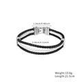Bracciale da uomo in pelle intrecciata hip hop punk con chiusura in metallo H magnetica - Contrasto Bianco e Nero