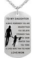 Collar de placa militar de acero cepillado con cita inspiradora y silueta de madre e hija - Madre a Hija