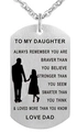 Collar de placa militar en acero cepillado con grabado de silueta de padre e hija - Padre a Hija