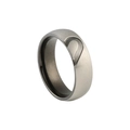 Brushed titanium steel ring for couples with half-heart inlay and black inner surface - Men's Style Without Stone / US 6