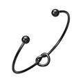 Bracciale a nodo aperto in acciaio inossidabile nero con estremità sferiche lisce - Nero