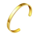 Polished gold finish minimalist C-shape open cuff bracelet made of durable stainless steel - Narrow Gold