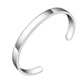 Minimalist polished silver titanium steel C-shape open cuff bracelet for men and women - Narrow Steel