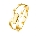 Polished gold stainless steel knot bangle with minimalist geometric hollow design - Geometric Hollow Style / Gold
