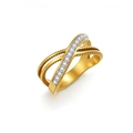 Elegante anillo cruzado dorado con circonitas brillantes y un diseño minimalista - US 6 / Dorado