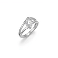 Anillo de doble banda entrelazada en acero plateado con cristales microengastados - US 6 / Color acero