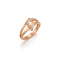 Elegante anillo doble entrelazado de oro rosa con incrustaciones de circonita para mujer - US 6 / Rosa oro