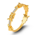 Anello a spina dorato con cristalli rotondi scintillanti e finitura industriale lucida - US 6 / Oro