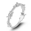 Anello a spina d'argento con zirconi scintillanti e finitura lucida industriale - US 6 / Platino