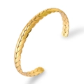 Verstellbares goldenes Kupferarmreif mit Weizenähren-Textur und poliertem Finish - Gold