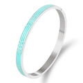 Brazalete de acero de titanio y esmalte con patrones geométricos verde menta y plata cepillada - Acero Verde