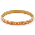 Bracelet jonc en acier inoxydable doré avec émail orange et motifs de taches dorées - Or Orange