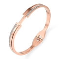 Elegante bracciale in acciaio inossidabile oro rosa con numeri romani e cristalli lucenti - Oro rosa