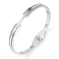 Bracciale in acciaio inossidabile argento con numeri romani e pavé di diamanti - Argento