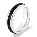 Anillo minimalista de acero inoxidable plateado y negro con micro-pavé de cristales - US 6 / Piedra Negra Color Acero