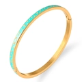 Pulsera dorada de acero inoxidable esmaltado azul con motivos de estrellas doradas - Dorado Verde 4 (Estrellas)