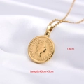 Macro de collar de moneda de oro con relieve de Reina de 1,8cm y cadena de 45cm de largo - Retrato de Perfil de Reina (Estilo 1 Dorado)