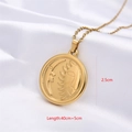 Detailansicht der Vintage Relief Sonne Mond Anhänger mit 2,5cm Durchmesser und 40cm Kette - Sonne und Mond Relief (Stil 6 Gold)