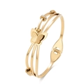 Elegant gold titanium steel butterfly bangle featuring a triple-layer band and zircon accents - Gold
