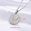 Silberne Retro-Halskette mit geprägtem Münzanhänger im klassischen Relief-Stil - Liberty 1944 Münze (Stil 5 Platin)