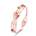 Rose gold butterfly bangle with triple-layer frame and zircon accents in polished finish - Rose Gold