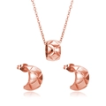 Conjunto de joyas en oro rosa de 18K con diseño acolchado geométrico, collar y pendientes - Rosa oro