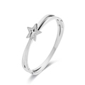 Silver star-shaped stainless steel crossover bracelet with white zircon inlay and side clasp - Silver