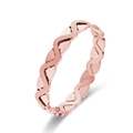 Minimalist wave textured bangle in rose gold finish with matte and polished steel - Rose Gold