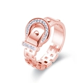 Anillo de hebilla en oro rosa con pavé de cristales y banda con diseño calado - US 6 / Rosa oro