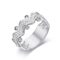 Anillo de onda hueca en acero inoxidable plateado con pavé completo de circonitas - Número 6 / Color acero