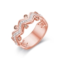 Anillo ondulado de acero inoxidable en oro rosa con circonitas engastadas en pavé - Número 6 / Rosa oro